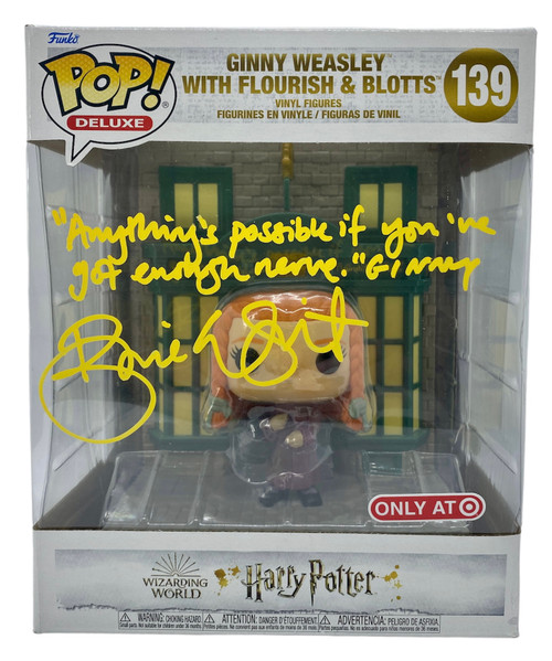 Ginny with Flourish & Blotts Storefront #139 Autographed Harry Potter Target Exclusive Funko Pop with “Nerve” Inscription Ginny with Flourish & Blotts Storefront #139 Autographed Harry Potter Target Exclusive Funko Pop with “Nerve” Inscription