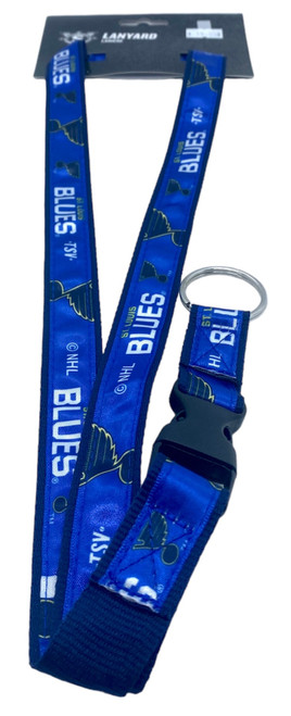 St Louis Blue Team Colour Woven Repeat Logo Lanyard with Detachable Buckle 1 Inch St Louis Blue Team Colour Woven Repeat Logo Lanyard with Detachable Buckle 1 Inch