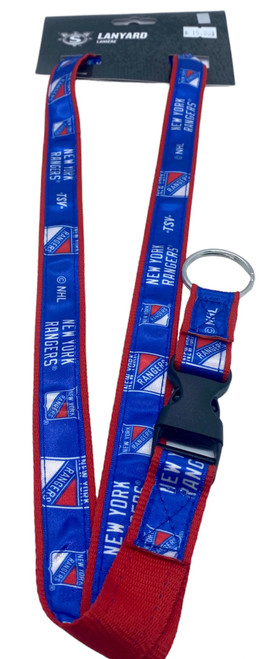 New York Rangers Team Colour Woven Repeat Logo Lanyard with Detachable Buckle 1 Inch New York Rangers Team Colour Woven Repeat Logo Lanyard with Detachable Buckle 1 Inch