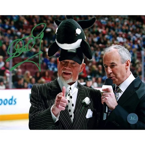 Don Cherry Vancouver Canucks Autographed Fin Mascot Hat 8x10 Photo Don Cherry Vancouver Canucks Autographed Fin Mascot Hat 8x10 Photo