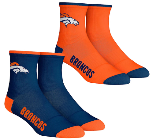 Denver Broncos Men's Rock Em Socks Core Team 2-Pack Quarter Length Sock Set Denver Broncos Men's Rock Em Socks Core Team 2-Pack Quarter Length Sock Set