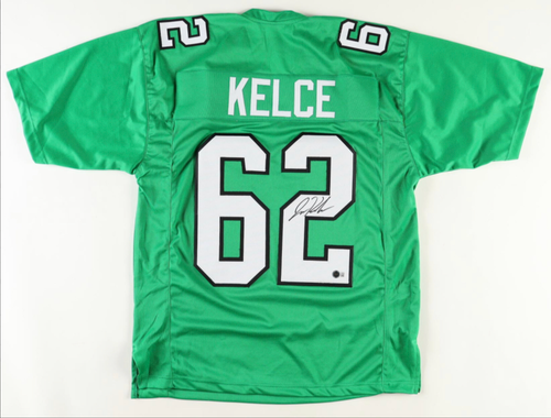 Jason Kelce  Philadelphia Eagles Autographed Kelly Green  NFL Custom Football Jersey Jason Kelce  Philadelphia Eagles Autographed Kelly Green  NFL Custom Football Jersey