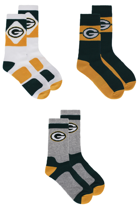 Green Bay Packers NFL 3 pack Crew Socks Diamond Pattern Green Bay Packers NFL 3 pack Crew Socks Diamond Pattern