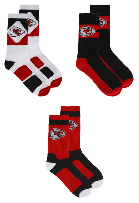 Kansas City Chiefs NFL 3 pack Crew Socks Diamond Pattern Kansas City Chiefs NFL 3 pack Crew Socks Diamond Pattern