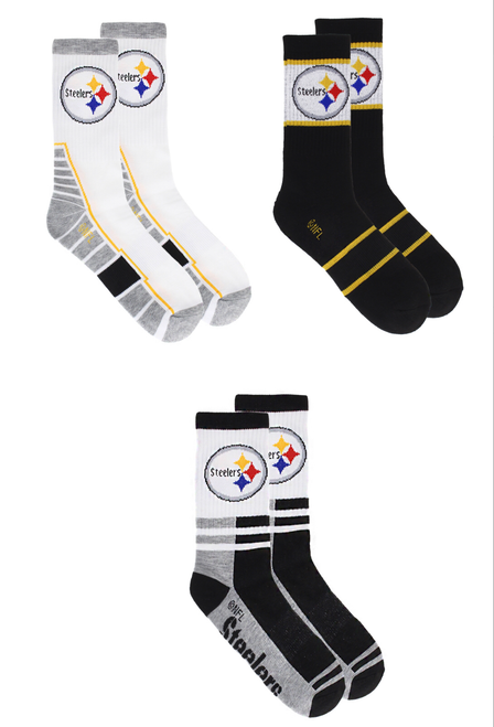 Pittsburgh Steelers NFL 3 pack Crew Socks Pittsburgh Steelers NFL 3 pack Crew Socks