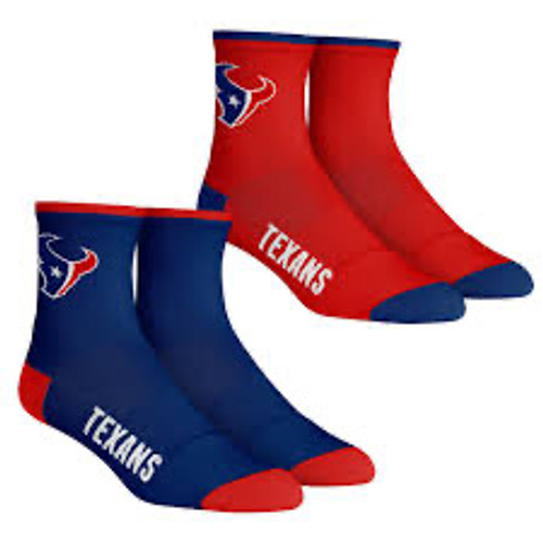 Houston Texans  Men's Rock Em Socks Core Team 2-Pack Quarter Length Sock Set