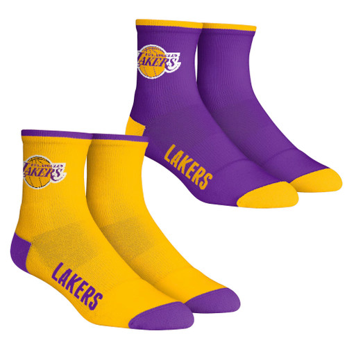 Los Angeles Lakers Men's Rock Em Socks Core Team 2-Pack Quarter Length Sock Set Los Angeles Lakers Men's Rock Em Socks Core Team 2-Pack Quarter Length Sock Set