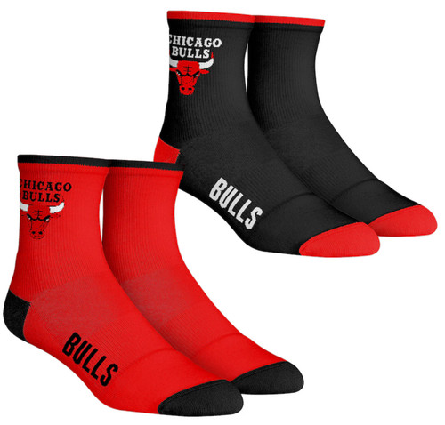Chicago Bulls Men's Rock Em Socks Core Team 2-Pack Quarter Length Sock Set Chicago Bulls Men's Rock Em Socks Core Team 2-Pack Quarter Length Sock Set