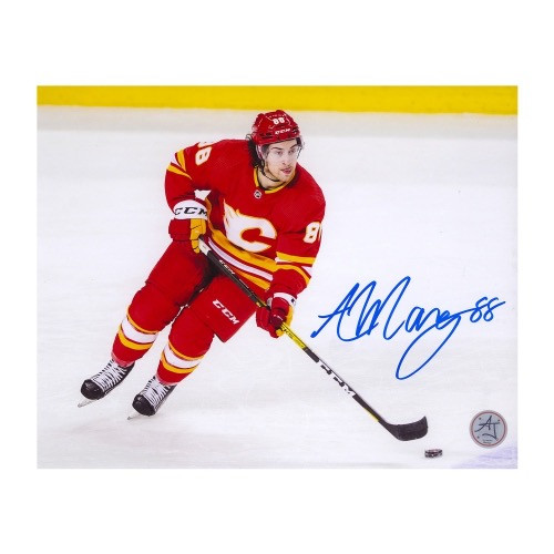 Andrew Mangiapane Calgary Flames Signed Skating with Puck  8x10 Photo