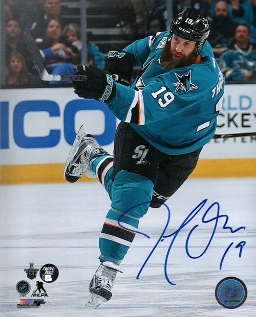 Joe Thornton San Jose Sharks Autographed Slap Shot 8x10 photo Joe Thornton San Jose Sharks Autographed Slap Shot 8x10 photo