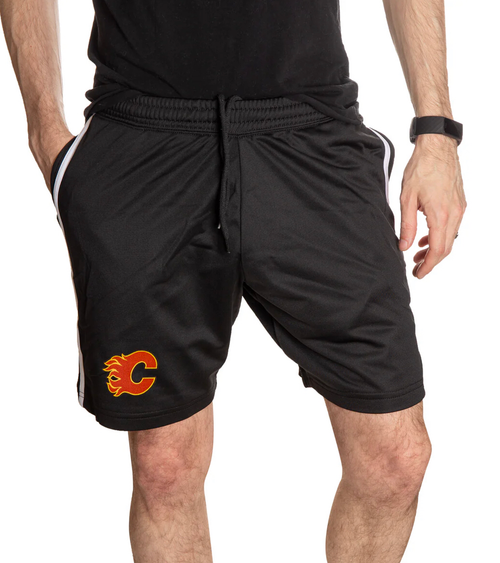 Calgary Flames Men's Two-Stripe Shorts  with pockets Calgary Flames Men's Two-Stripe Shorts  with pockets