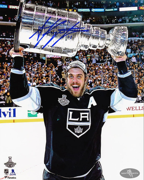 Anze Kopitar Los Angeles Kings  Autographed Hoisting the Cup  8x10 Photo
