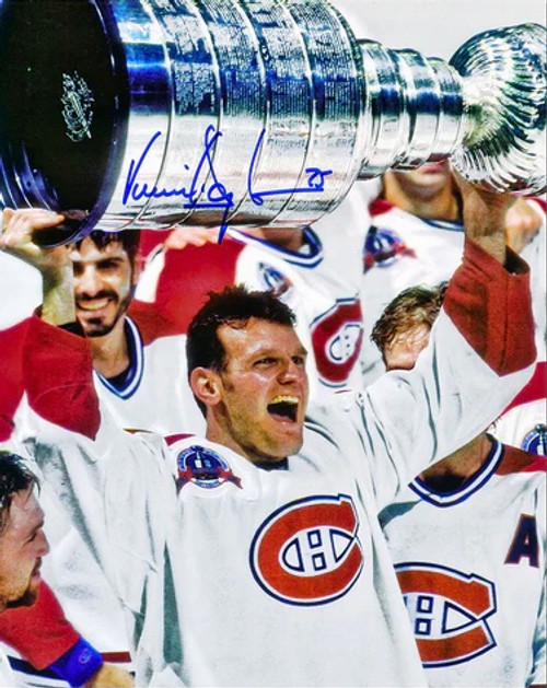 Vincent Damphousse Montreal Canadiens Autographed Hoisting the Cup  8x10 Photo