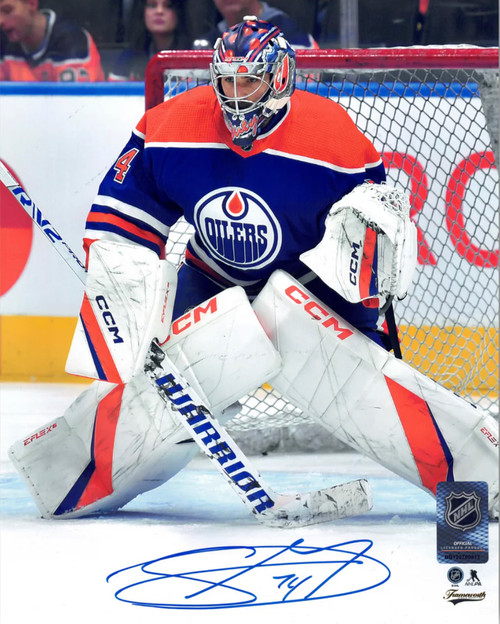 Stuart Skinner Edmonton Oilers Autographed Blue Home Jersey  8x10 Photo