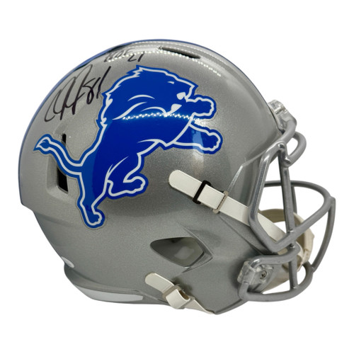 Calvin Johnson Detroit Lions Autographed Full Sized Replica Helmet with HOF Inscription