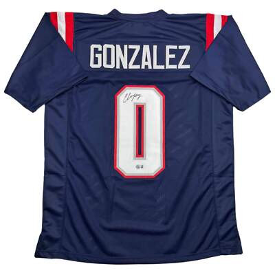 Coming Soon: Christian Gonzalez  New England Patriots Signed Blue Custom Jersey
