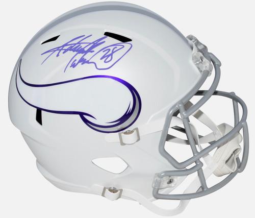 Adrian Peterson Minnesota Vikings  Autographed 2024  White Out Full Size Replica Helmet