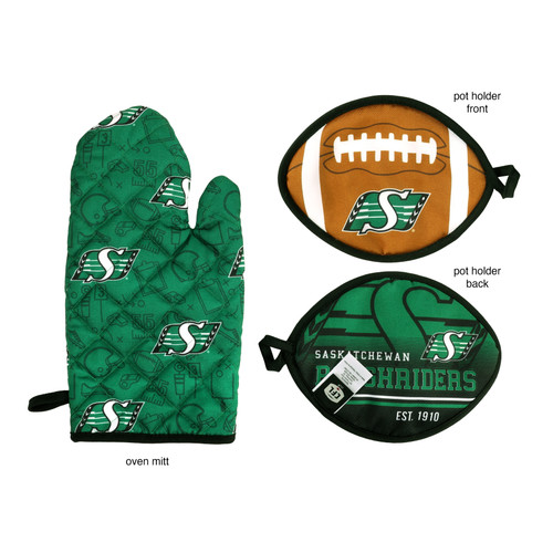 Coming Soon: Saskatchewan Roughriders Oven Mitt and Pot Holder Set
