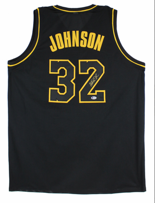 Black Lakers Jersey Signed by Magic Johnson - CharityStars