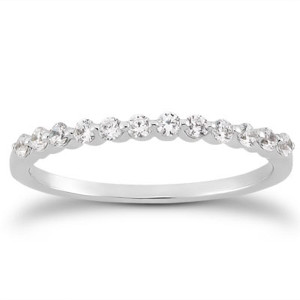 14k White Gold Floating Diamond Single Shared Prong Wedding Ring Band P150-63491-7.5