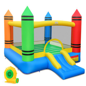 Inflatable Bounce House 2-in-1 Crayon Themed Kids Bouncer with 550W Blower B593-NP13009US