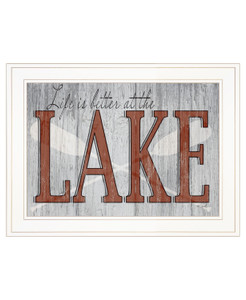 Life is Better at the Lake 1 White Framed Print Wall Art N270-407729