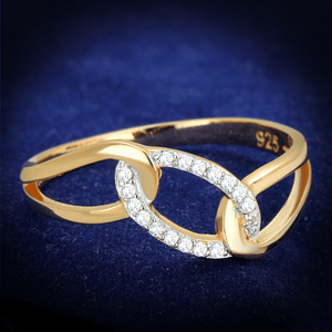 TS362 - Rose Gold + Rhodium 925 Sterling Silver Ring with AAA Grade CZ  in Clear A874-TS362