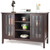 Brown Wood Sofa Tale Console Cabinet with Tempered Glass Panel Doors Q280-WTVSCT45159529
