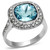 LO2506 - Rhodium Brass Ring with Top Grade Crystal  in Sea Blue A874-LO2506