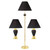 Set Of Three 64" Gold Ceramic Bedside Floor and Table Lamp Set With Black Empire Shade N270-468623