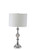 30" Silver Metal Bedside Table Lamp With White Classic Drum Shade N270-468548