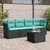 5 Piece Patio Sofa Set with Cushions Black Poly Rattan A949-3217237