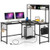 L-shaped Desk with Power Outlet Hutch-Black B593-CB10537US