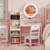 Kids Vanity Desk with Mirror and Lights Princess Pretend Play Dressing Table and Chair Set-White B593-HY10532