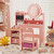 Kids Vanity Desk with Mirror and Lights Princess Pretend Play Dressing Table and Chair Set-White B593-HY10532