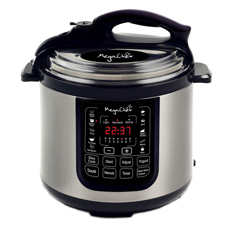 Megachef 8 Quart Digital Pressure Cooker with 13 Pre-set Multi Function Features D970-MCPR120A