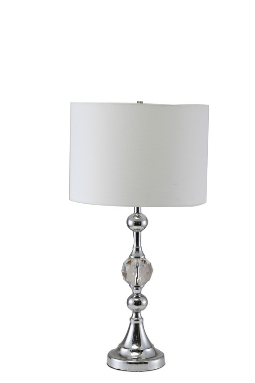 30" Silver Metal Bedside Table Lamp With White Classic Drum Shade N270-468548