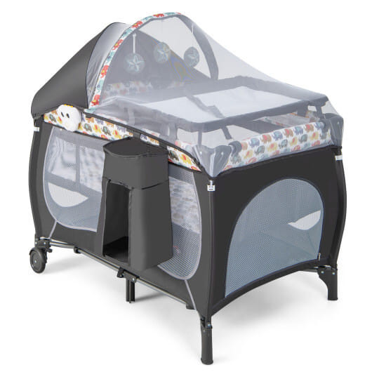 4 in 1 Portable Baby Nursery Center with Net and Music Box-Multicolor - Color: Multicolor D681-BE10022CL