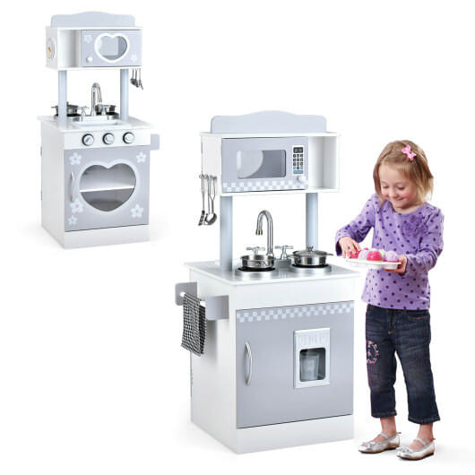Chef Pretend Kitchen Playset with Cooking Oven and Sink for Toddlers - Color: White D681-TP10075