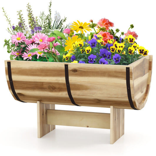 Outdoor Wooden Planter with Legs for Flower Herb Vegetable Fruit B593-GT4446