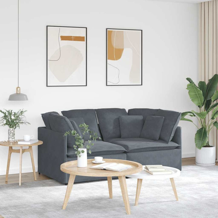 Modular Sofa Dark Grey Velvet, Metal, Foam Oversized Modular A949-3321250