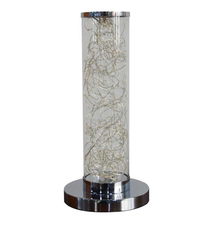 13" Silver Metal Column LED Rope Table Lamp With Clear N270-468733