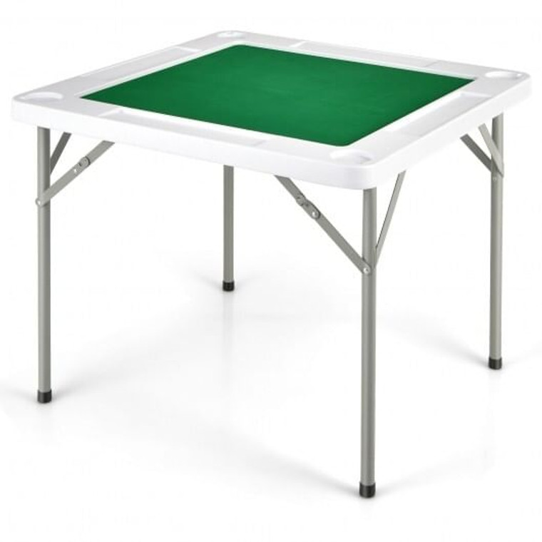 4-Player Mahjong Game Table with Iron Frame - Color: Green D681-UY10011