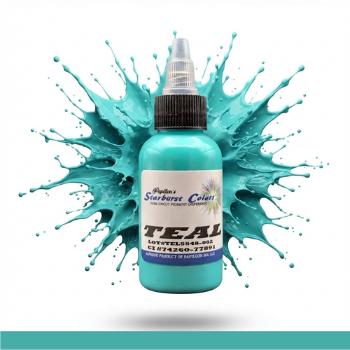 Teal Starburst Colors Professional Original Papillon Tattoo Inks blue Light shade Made in USA 35+years 100% Organic All Natural Sterilized Tattoo Inks for professional use ONLY