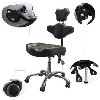 ADJUSTABLE TATTOO ARTIST CHAIR WITH BACKREST - PROFESSIONAL