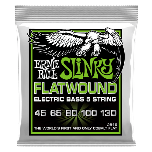 Ernie Ball Regular Slinky 5-String Flatwound Electric Bass Strings 45-130 Gauge