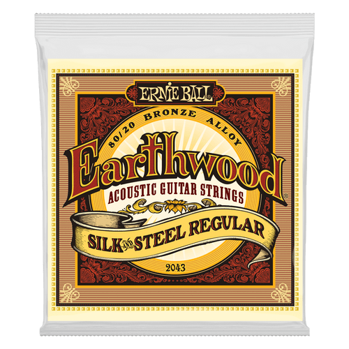 Earthwood Silk and Steel Regular 80/20 Bronze Acoustic Guitar String 13-56 Gauge ERNIE BALL