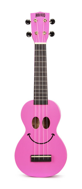 Mahalo Smiley Face Soprano Ukulele - Pink