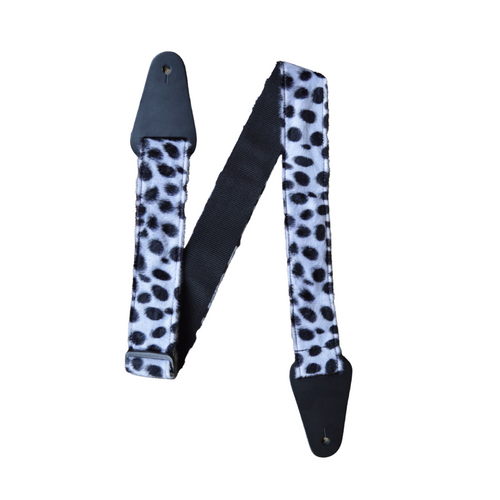 AF05 Dalmation Faux Fur Guitar Strap - Black & White Colonial Leather