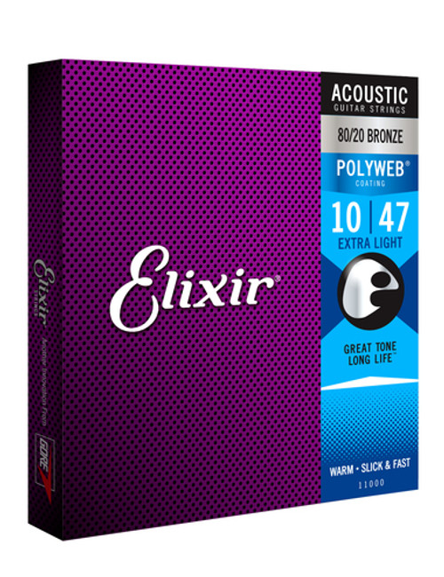 ELIXIR 11000 Polyweb Electric Guitar Strings 80/20 Extra Light 10 - 47